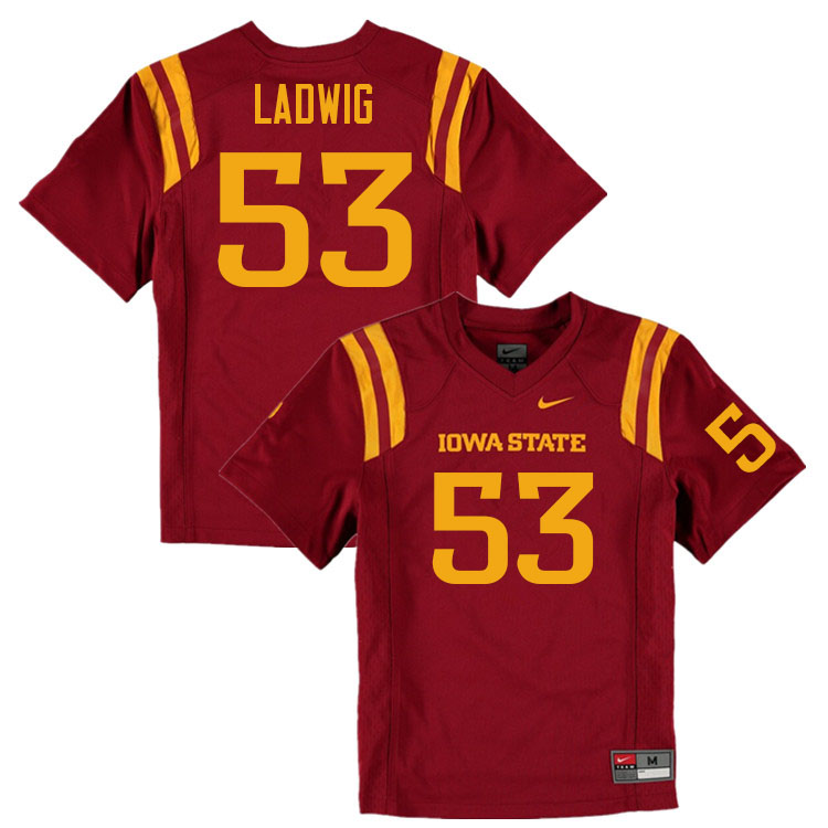 Men #53 Evan Ladwig Iowa State Cyclones College Football Jerseys Sale-Cardinal